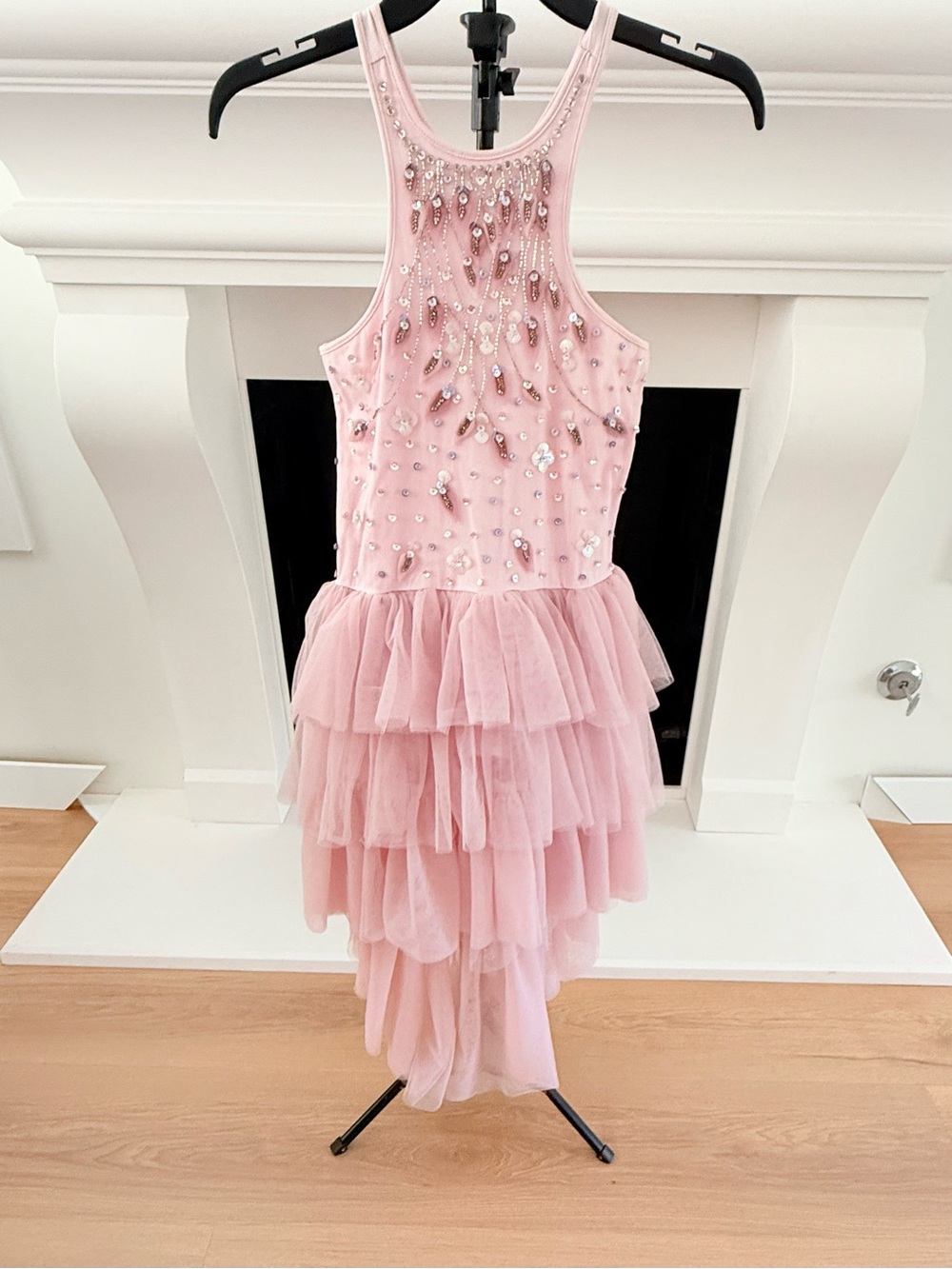 Ooh! La, La! Couture Pink & Mauve Hi-Lo Tiered Tulle Dress w/ Sequin Accents